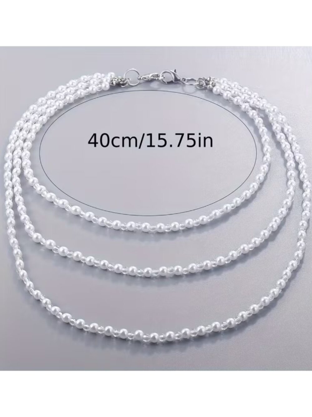 Glamour Drape Pearl Shoulder Chains Three-Layer Statement for Sleeveless Gowns - Picture 5 of 5